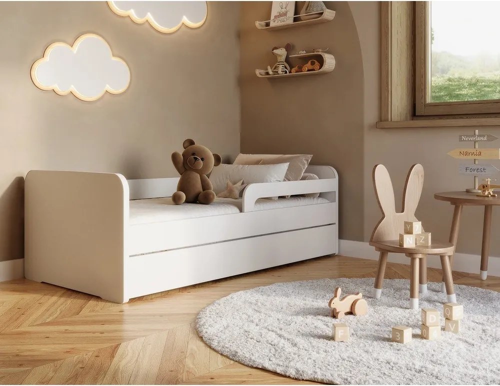 Pat pentru copii alb cu saltea/cu somieră 80x200 cm Duuli – ELTAP