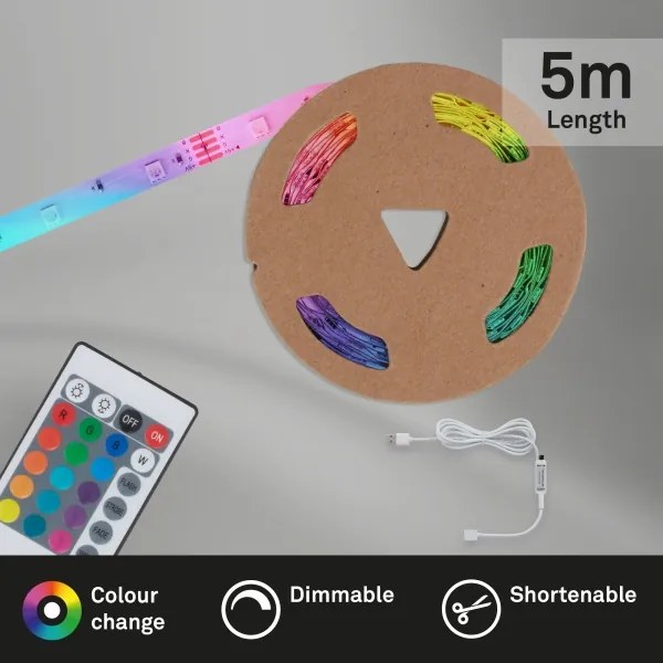 Bandă LED RGB dimabilă 6,6m LED/6W/USB Brilo + telecomandă