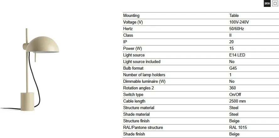 Veioza mobila directionabila MATILDA bej