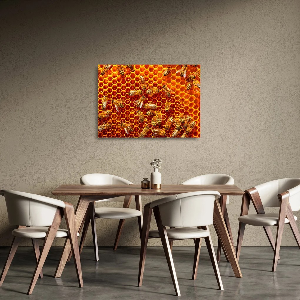 Tablou pe sticlă - Fagure de miere (70x50 cm)