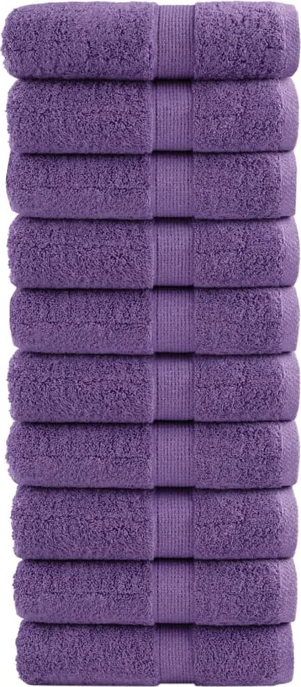 vidaXL Prosoape de baie premium SOLUND, 10 buc., violet, 30x30 cm, 600 g/m²