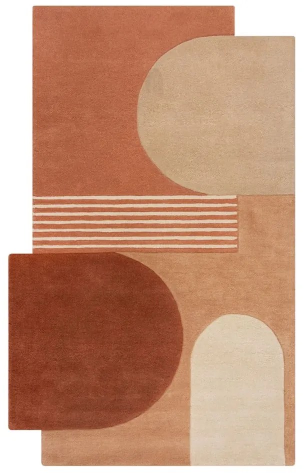 Covor teracotă țesut manual din lână 150x240 cm Lozenge Terracotta – Flair Rugs