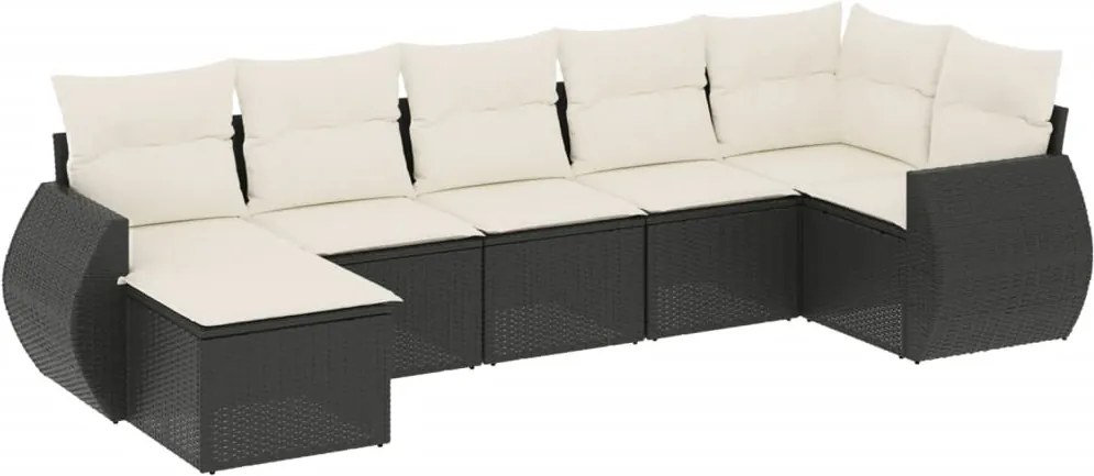 vidaXL Set canapele de grădină cu perne, 7 piese, negru, poliratan