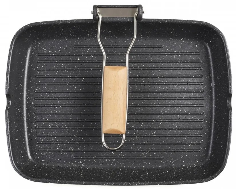 Tigaie grilll cu maner detasabil, Cooking by Heinner, 35 x 25 x 4.5 cm, aluminiu turnat cu invelis non-stick