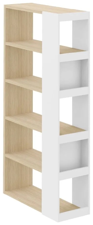 Bibliotecă albă cu blat cu aspect de lemn de stejar 90x188 cm Ella TemaHome