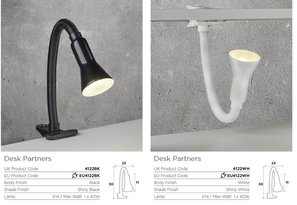 Veioza / Lampa de birou cu clema Desk Partners EU4122BK SRT