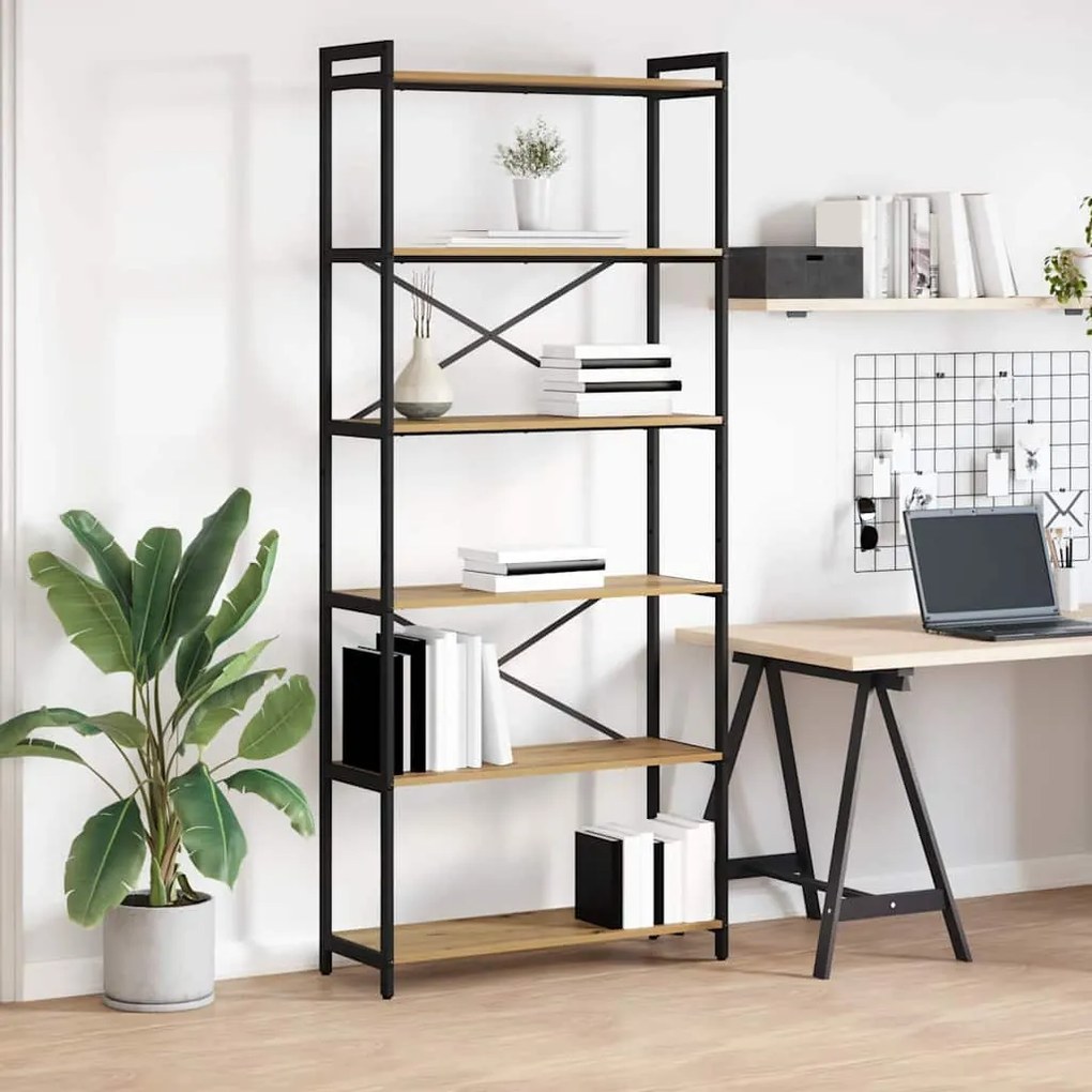 vidaXL Bibliotecă stejar artizanal 80 x 30 x 188 cm Lemn compozit