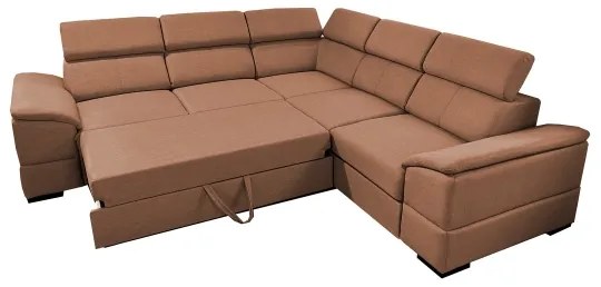 Colțar extensibil reversibil GRANADA, cu spațiu de depozitare, maro