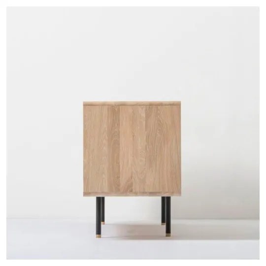 Comodă TV neagră/în culoare naturală din lemn de stejar 180x64 cm Fina – Gazzda