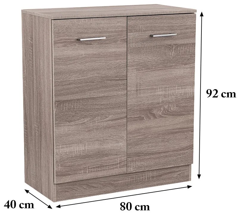 Comodă Miami cu 2 uși 80x92 cm stejar York-stejar York