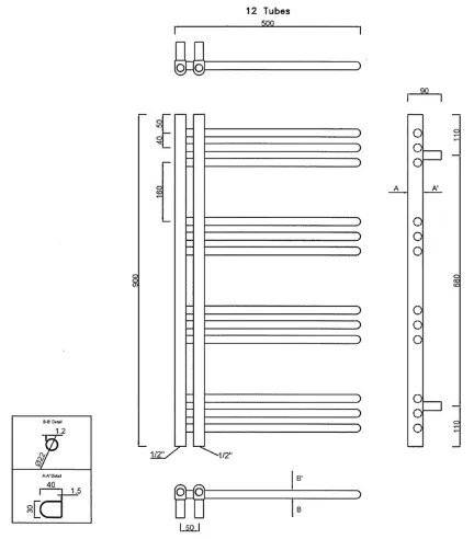 Sapho - Radiator de baie DORLION 50 x 90 cm crom lucios