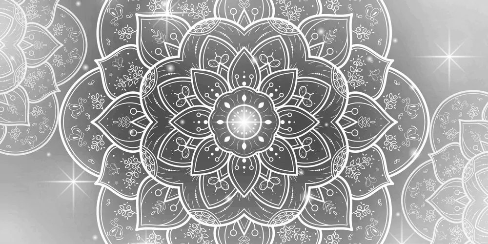 Tablou Mandalea orientală în design alb-negru