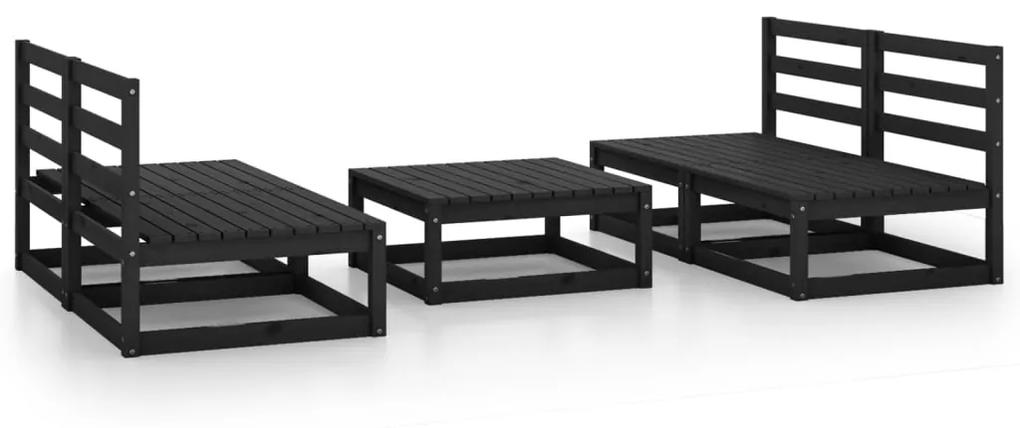 3075243 vidaXL Set mobilier de grădină, 5 piese, negru, lemn masiv de pin