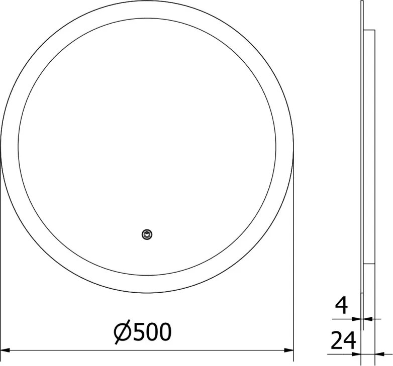 Mexen Oro oglindă de baie iluminată, rotundă 50 cm, LED 6000K, anti-abur - 9824-050-050-611-00