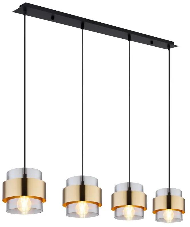 Lustra cu 4 pendule design modern MILLEY negru, auriu
