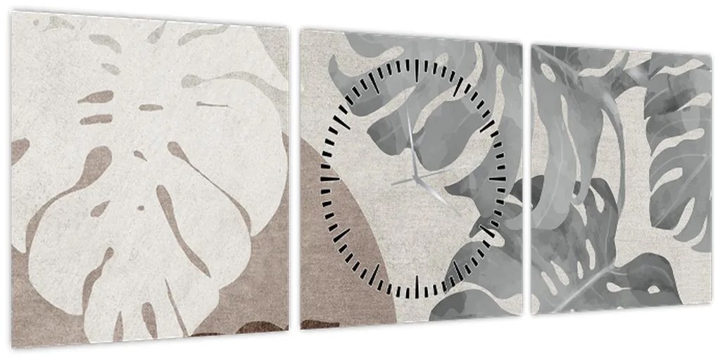 Tablou - Design cu frunze (cu ceas) (90x30 cm)