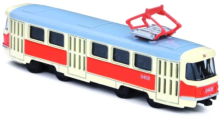 Tramvai unic din metalic Tatra T3, 16cm - cu tragere