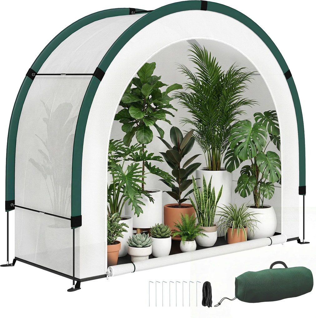 Outsunny Seră cu partea superioară curbată, seră din folie pliabilă 200 x 80 x 164 cm Verde | Aosom Romania