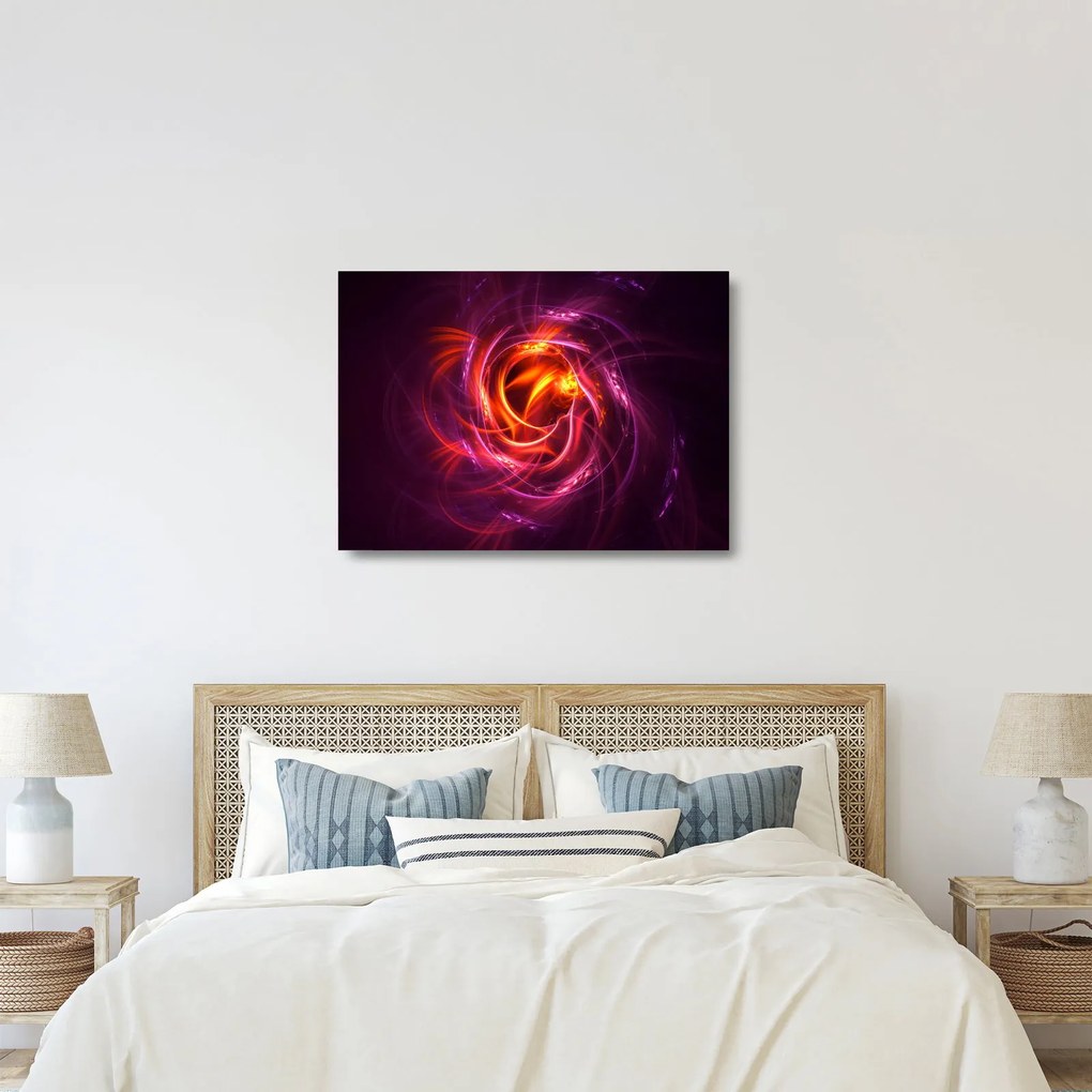 Tablou pe sticlă cu abstracțiune modernă care luminează (70x50 cm)