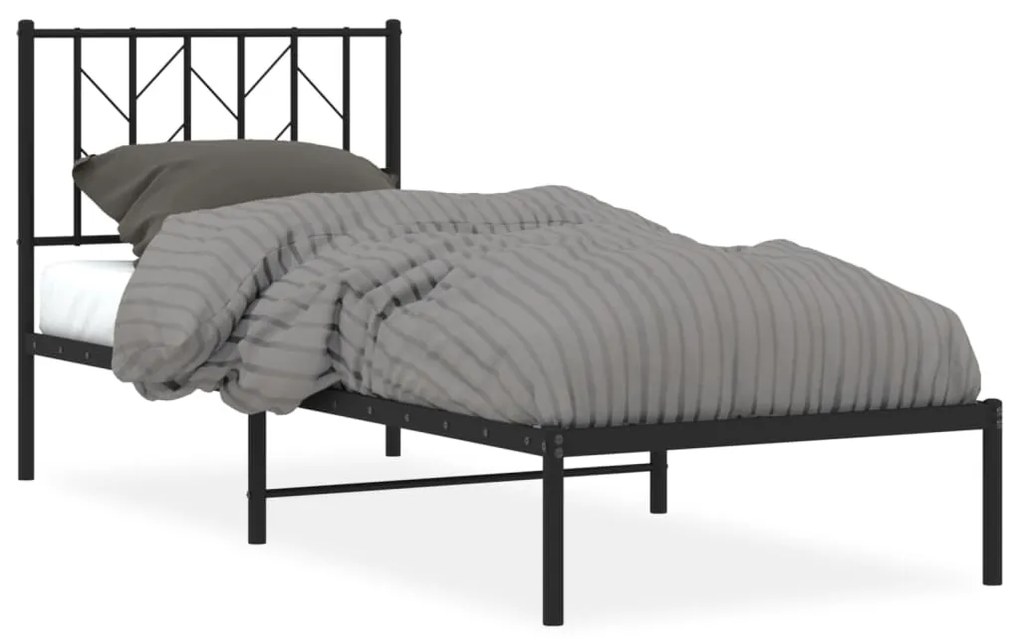 374428 vidaXL Cadru de pat metalic cu tăblie, negru, 80x200 cm