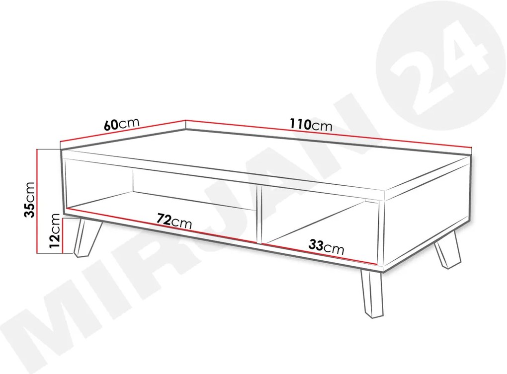 Măsuță de cafea Solara 110 (Alb mat briliant + stejar sonoma). 1053851