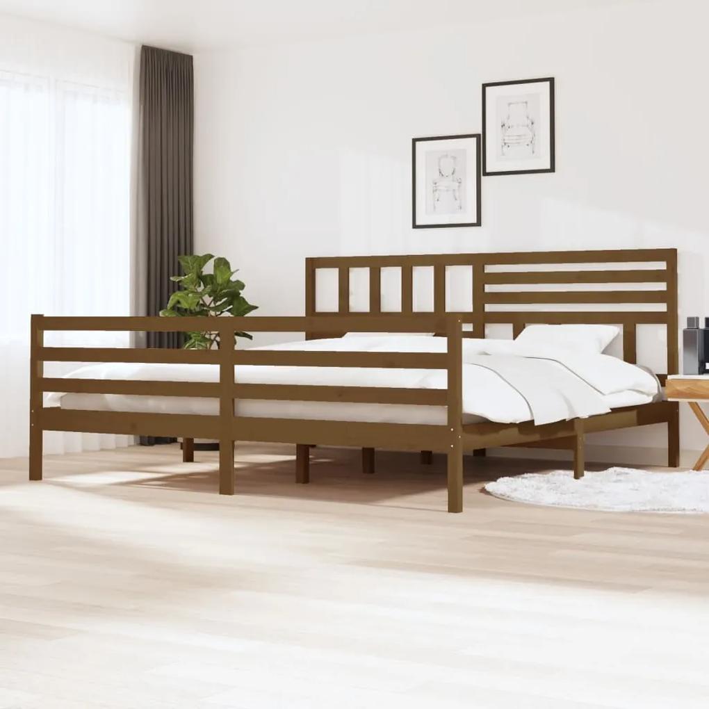 3101111 vidaXL Cadru de pat, maro miere, 200x200 cm, lemn masiv