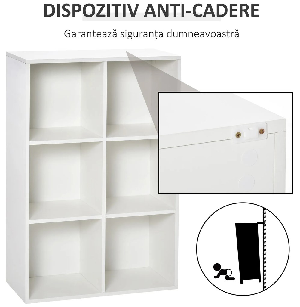 HOMCOM Mobile Libreria a 6 Cubi Moderno a Parete in Legno Bianco | Aosom Romania