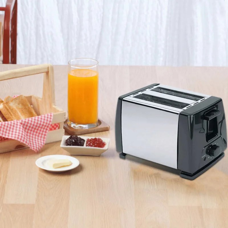 Resigilat: Toaster pentru paine Rosberg R51440AS, 750W, 2 felii, 6 trepte de prajire, Negru/Inox