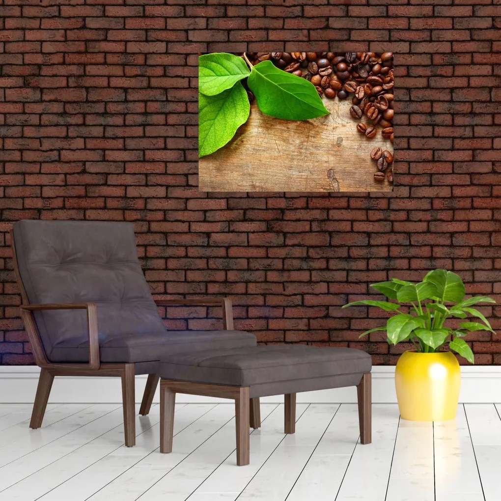 Tablou pe sticlă - Cafea (70x50 cm)