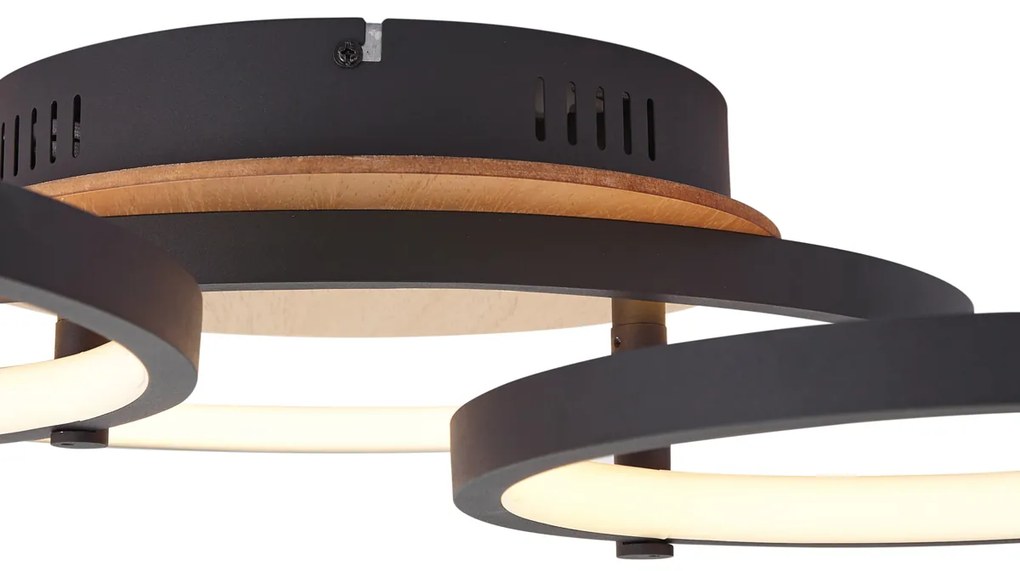 Plafonieră modernă din lemn cu LED inclus, reglabilă în 3 trepte, cu 3 lumini - Rondas