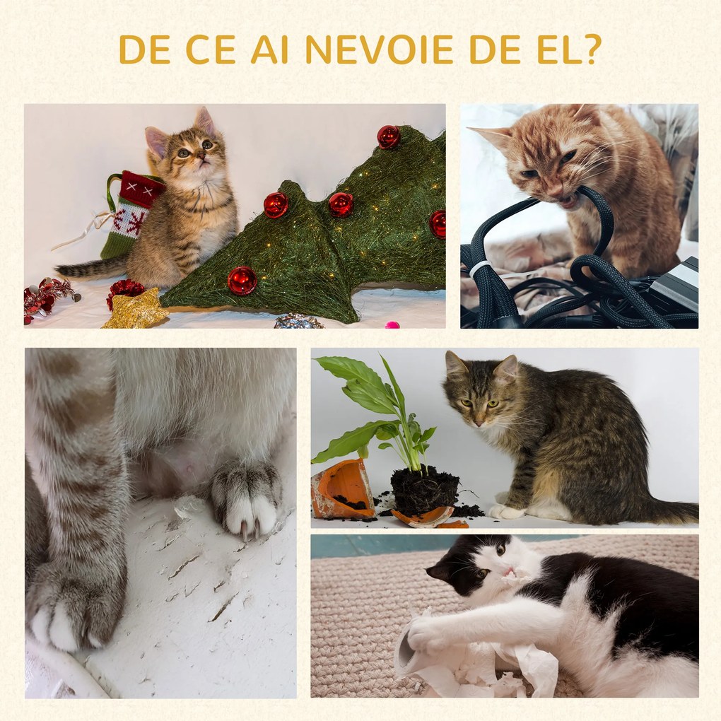 PawHut Ansamblu de Joacă pentru pisici adulte cu căsuță spațioasă și platformă, 104 cm, Crem | Aosom Romania