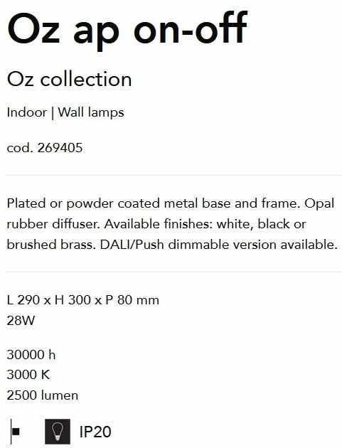 Aplica LED design modern circular OZ AP ON-OFF OTTONE