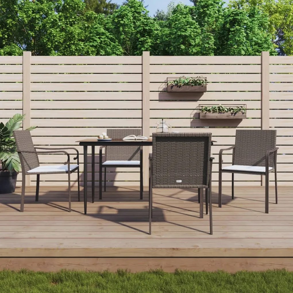 vidaXL Set mobilier de grădină cu perne, 5 piese, poliratan și oțel