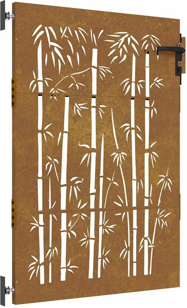 vidaXL Poartă de grădină 85x125 cm, oțel corten, design bambus
