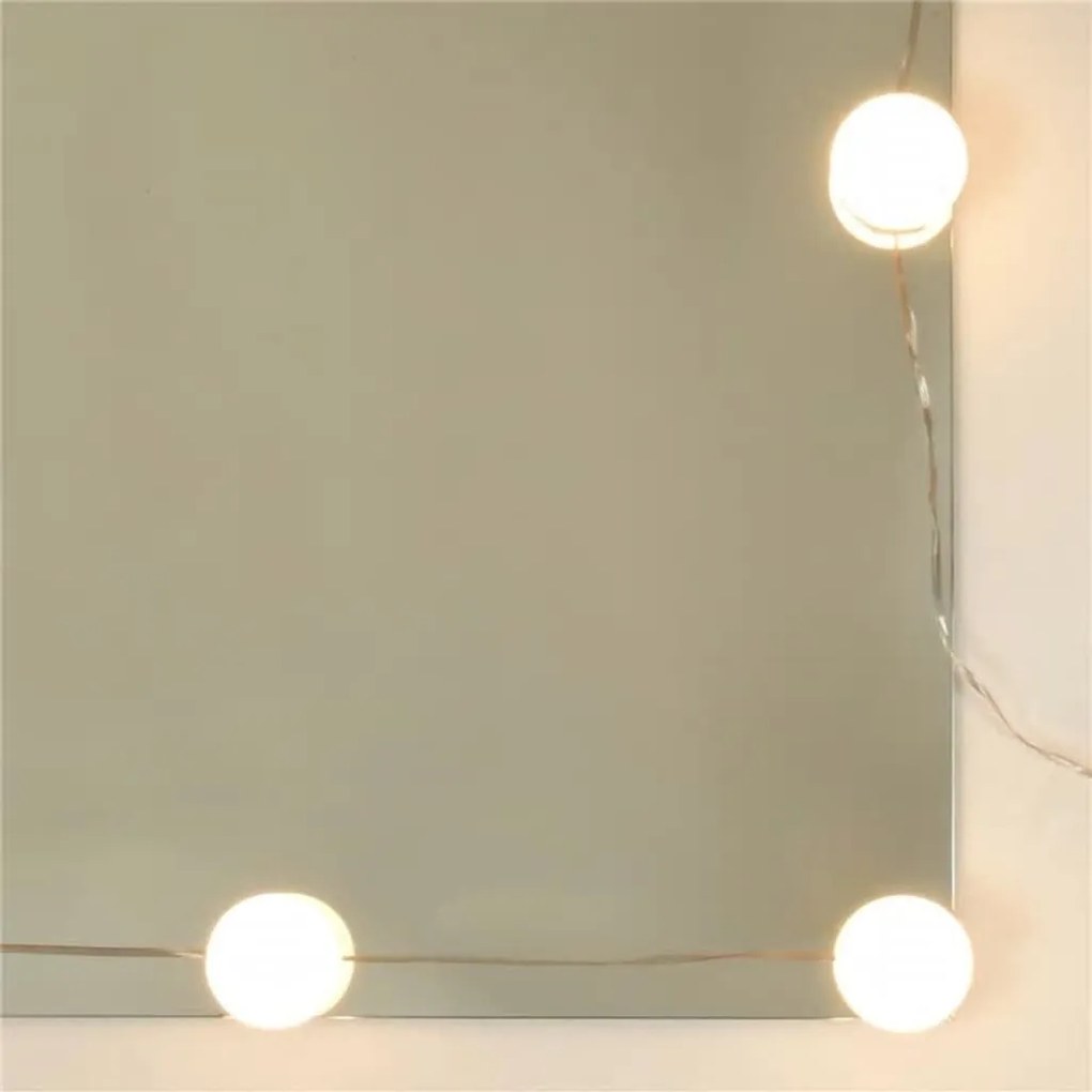 Set de masuta de toaleta cu LED, alb extralucios lemn prelucrat Alb foarte lucios, 86.5 x 35 x 136 cm