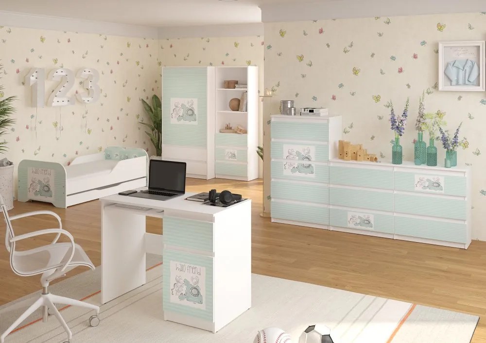 Pătuţ elegant tăblie mentol 180 x 90 cm cu şoareci