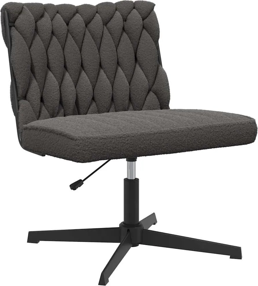 vidaXL Scaun de birou pivotant, țesătură gri închis ondulată ca lână