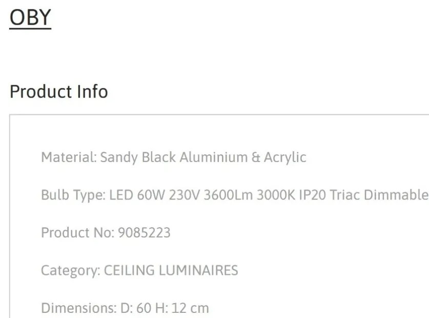 Plafoniera LED dimabila design modern OBY neagra 60cm
