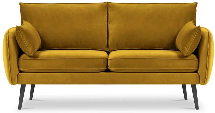 Canapea cu tapițerie din catifea Kooko Home Lento, 158 cm, galben