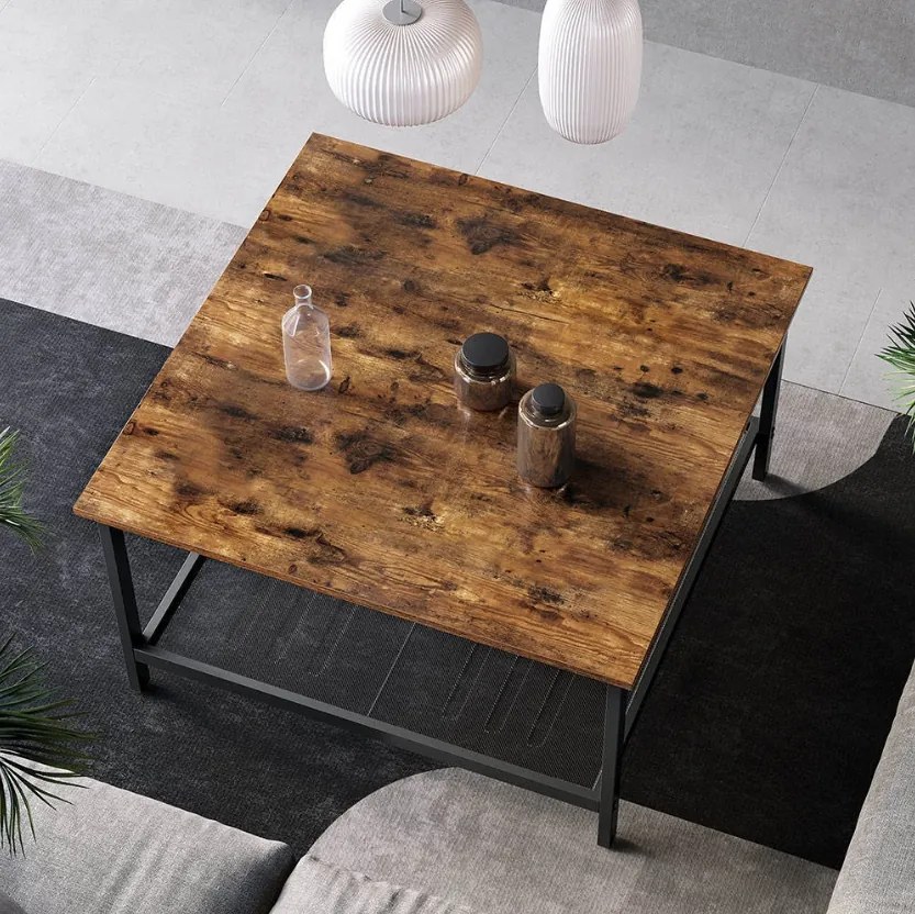 Masa de cafea TAYLOR 80x80 cm, maro rustic