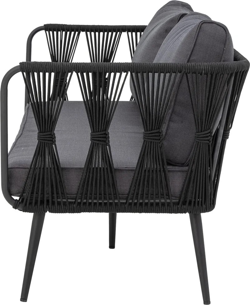 Canapea de exterior, neagra, din metal Pavone