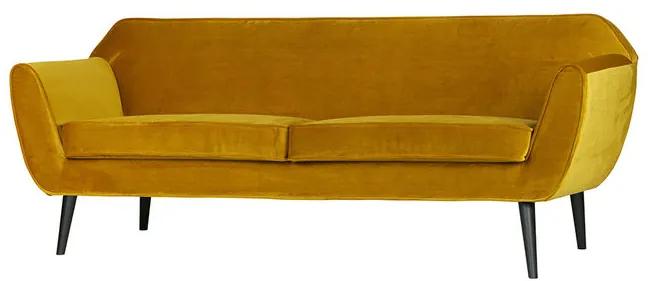 Canapea din catifea galbena 187 cm Rocco Woood