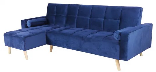 Canapea maloni extensibila pe stânga, 3 locuri, albastru