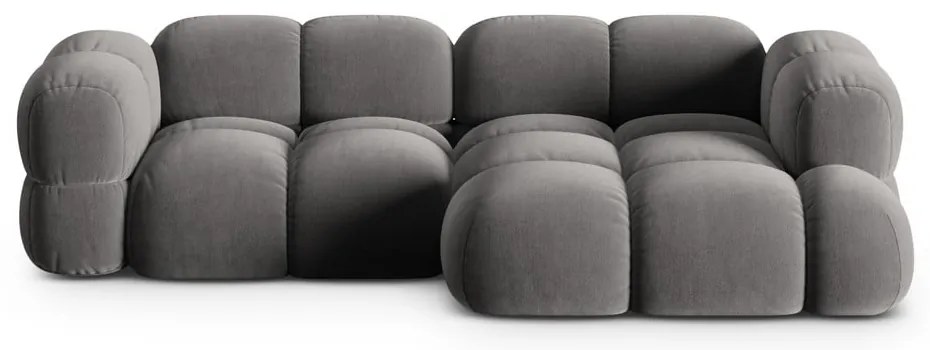 Colțar gri cu tapițerie din catifea (cu colț pe partea dreaptă/cu șezlong) Loretto – Cosmopolitan Design