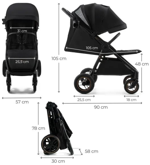 KINDERKRAFT - Cărucior sport MITZY Air, negru