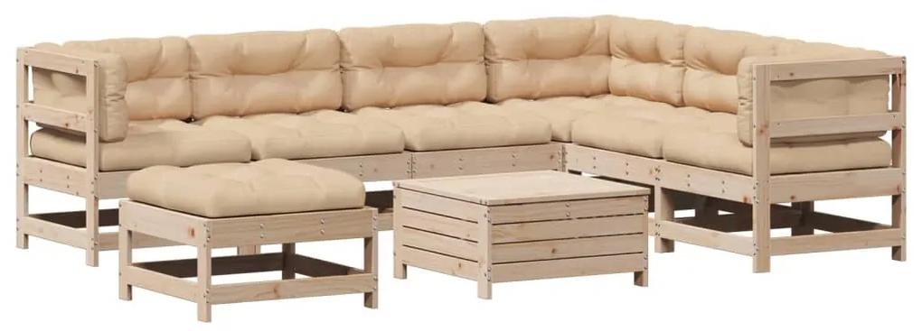 3250624 vidaXL Set mobilier de grădină cu perne, 8 piese, lemn masiv de pin