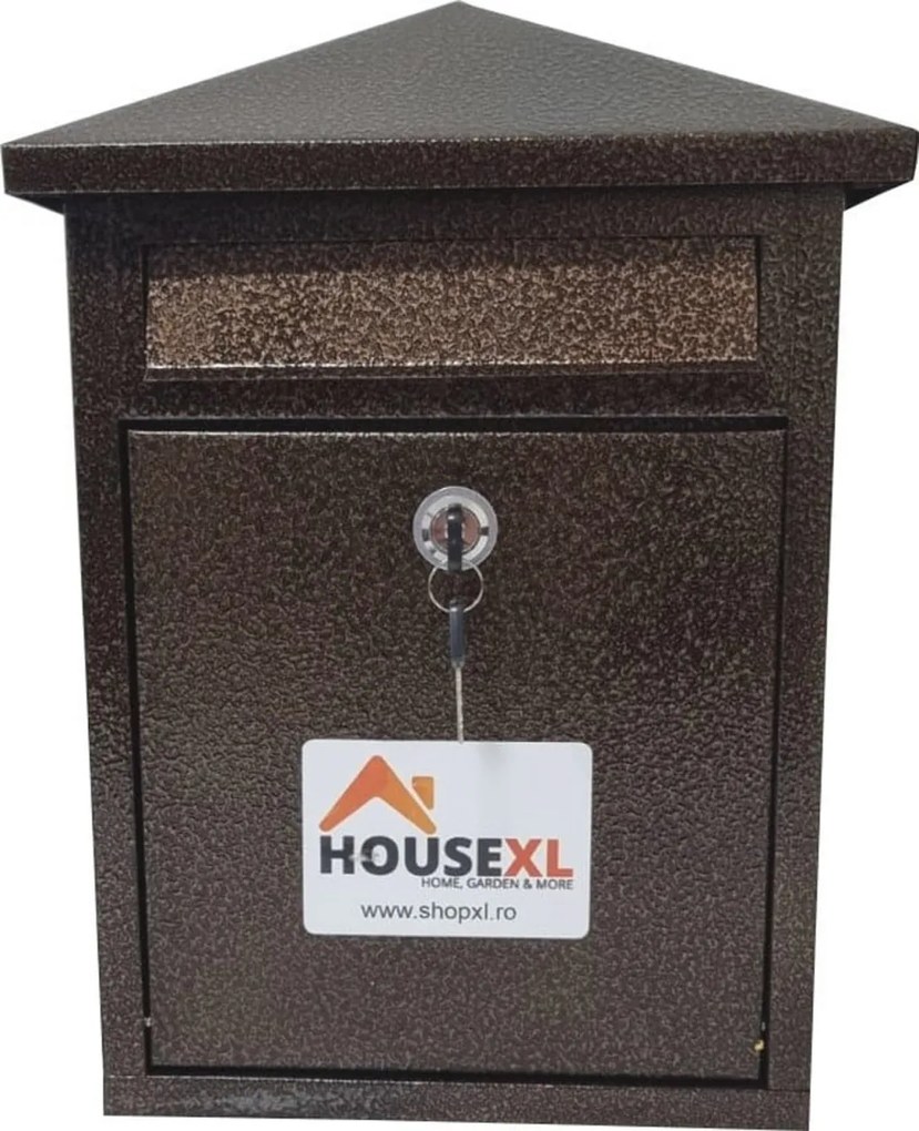 Cutie postala metalica cu 2 chei HouseXL® MailBox, Dimensiune 39X28X7.5 cm, Vopsita in camp electrostatic, Tabla groasa, Model casuta