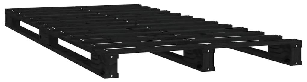 Cadru pat mic Single 2FT6, negru, 75x190 cm, lemn masiv de pin Negru, 75 x 190 cm