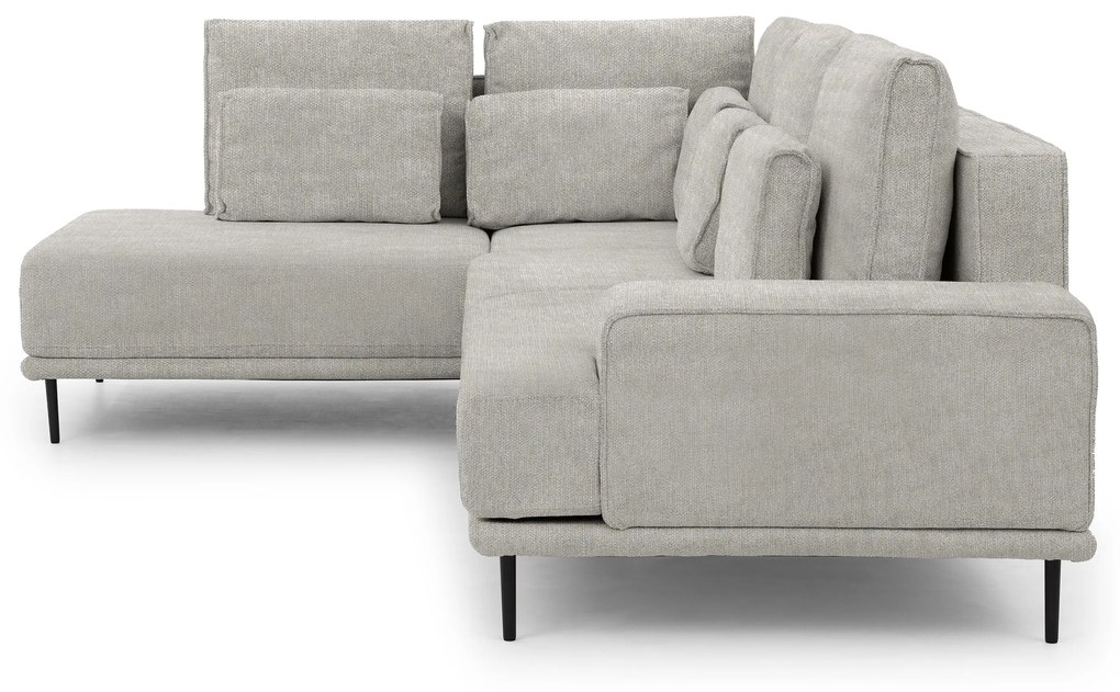 Colțar extensibil stânga Nicole L - Material textil gri Hevia 207.17, picioare negre
