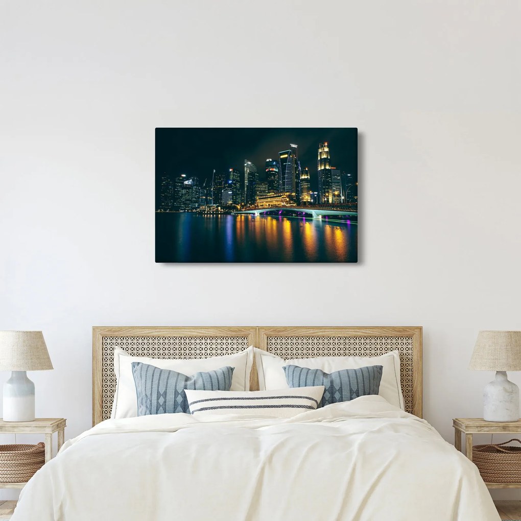 Tablou - Singapore noaptea (90x60 cm)